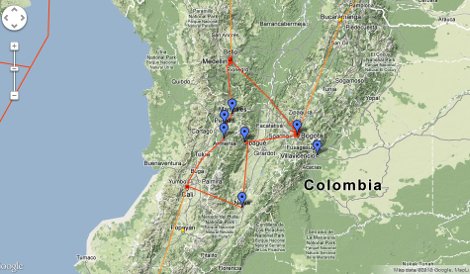Level 3 network map in and around Colombia
