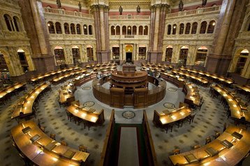 The US Library of Congress' main reading room, Thomas Jefferson Building