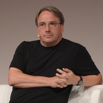 Linus Torvalds speaking at the LinuxCon Europe 2014 in Düsseldorf