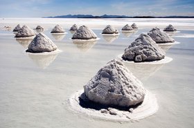 Lithium rich piles of salt at Salar de Uyuni, Bolivia