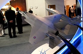 A display model of Lockheed MartinÔÇÖs F-35 jet