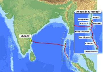 The cable system route between Chennai and Andaman and Nicobar Islands