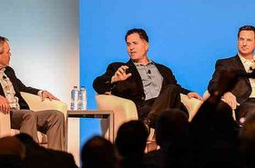 Dell CEO Michael Dell (middle) sitting on a panel at Dell World 2012
