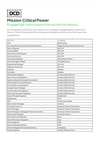 Mission Critical Power Audience Sample List