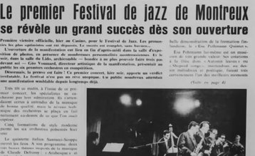 Newspaper cut out announcing the first Montreux Jazz Festival, 1967