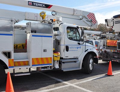Trucks of National Grid (manager of LIPAÔÇÖs transmission system) parked in Bethpage, New York. Image courtesy of LIPA