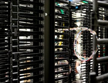 Networking room at a data center