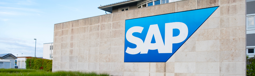 SAP logo displayed outside its headquarters in Walldorf, Germany