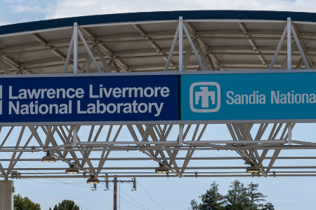 The entrance to Lawrence Livermore National Laboratory in Livermore, California, USA