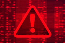Digital binary code on dark red background