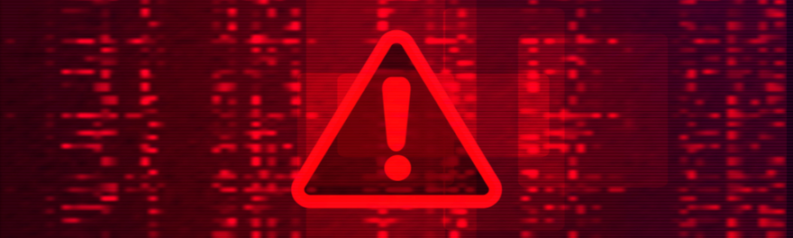 Digital binary code on dark red background