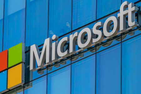 Microsoft logo on an office tower exterior in downtown Vancouver - SDx crop