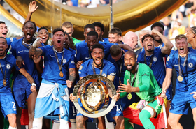 Reece James #24 of Chelsea FC lifts the FIFA Club World Cup trophy after his team's victory following the FIFA Club World Cup 2025 Final match between Chelsea FC and Paris Saint-Germain at MetLife Stadium on July 13, 2025 in East Rutherford, New Jersey.