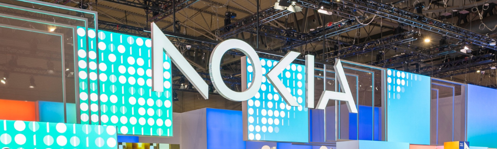Nokia logo on display at Mobile World Congress 2025