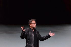 Nvidia CEO Jensen Huang in an empty room