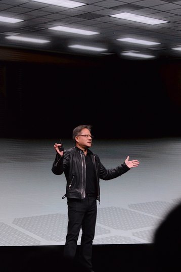 Nvidia CEO Jensen Huang in an empty room