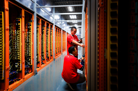 Alibaba Cloud engineers working in one of its data centers