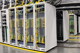 High density cluster of AI infrastructure servers in a Microsoft datacenter.