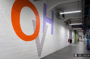 ovh logo on data center wall