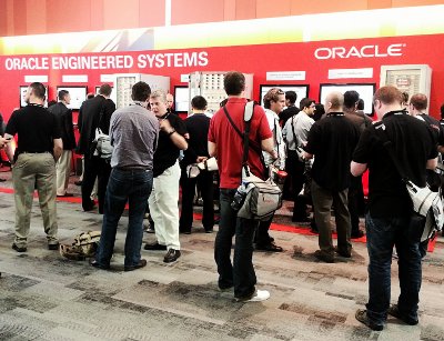 Oracle's engineered-systems display at OpenWorld 2012 in San Francisco