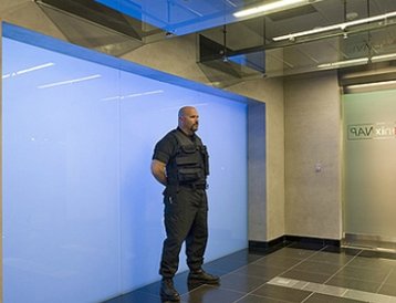 A guard outside Phoenix NAP's data center in Arizona