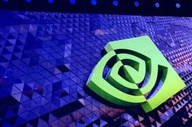 Nvidia logo on display at GTC