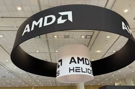 AMD's logo on display at Advancing AI
