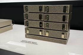 8 Nvidia DGX Sparks interconnected atop a prototype switch