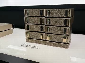 8 Nvidia DGX Sparks interconnected atop a prototype switch