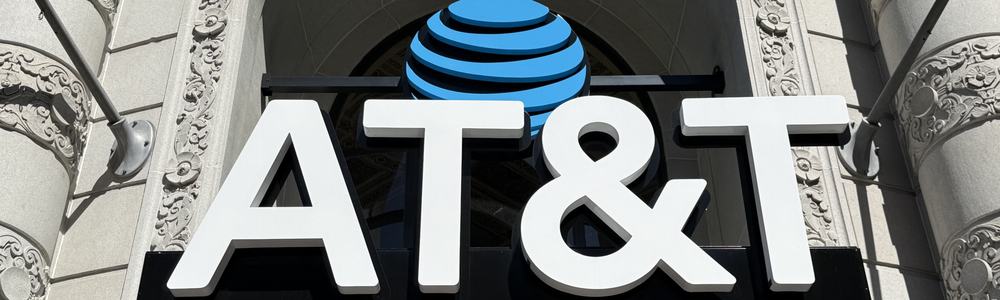 AT&T's logo on a storefront in San Francisco