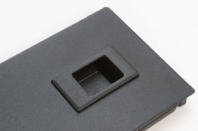 Snap latch on one end of a Polargy PolarSnap blanking panel