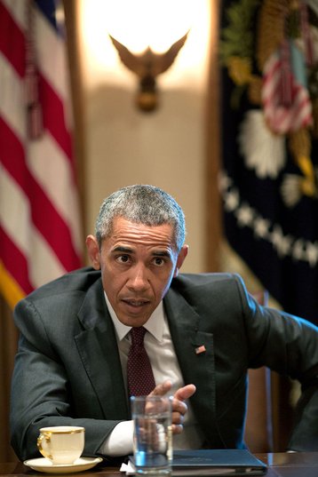 President Obama meeting in the Cabinet Room with American Jewish community leaders to discuss the Iran nuclear agreement