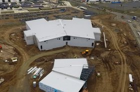 Outside structures near completion, Pulse data center, November 2017