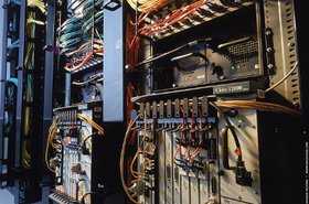 Server rack at a Rackspace data center. Image courtesy of Rackspace.
