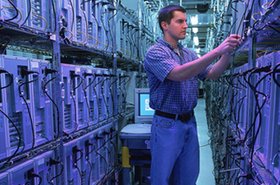 Rackspace tech in aisle