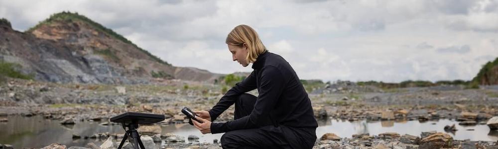 Person using ICEYE's satellite communication ground terminal
