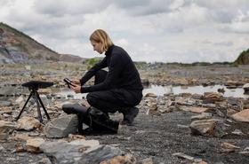 Person using ICEYE's satellite communication ground terminal
