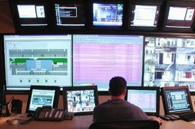 Monitoring room at SabeyÔÇÖs Intergate.West campus in Seattle. Courtesy of Sabey