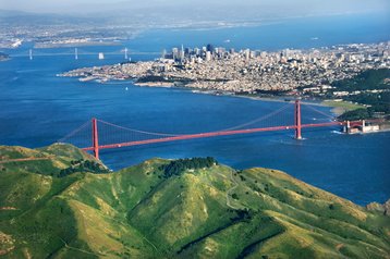 Aerial view of the Golden Gate Bridge, San Francisco, Calif.