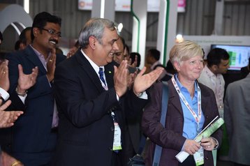 Schneider Electric India president Anil Chaudhry (l) with Annette Clayton
