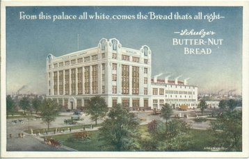 Schulze Baking Company on an old postcard