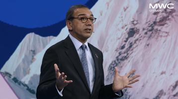 Vivek Badrinath, director general of the GSMA, at the base of one of his mountains
