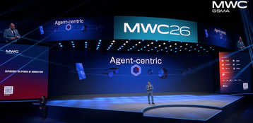 Cristiano Amon, President & CEO of Qualcomm speaking on stage at MWC 2026
