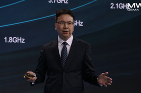Chaobin Yang, Executive Vice President, CEO of the ICT Business Group, Huawei Technologies Co., Ltd. speaking at MWC 2026