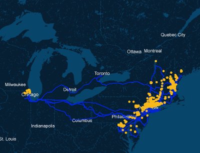 Sidera's network map (pre-merger)