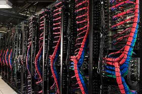 Back of a server row at a SoftLayer data center