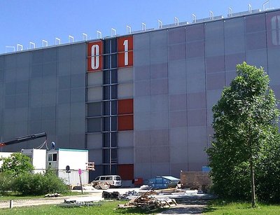The Leibniz-Rechenzentrum building which holds two supercomuters including SuperMUC, to the right (image shows it under construction and is supplied under the Creative Commons)