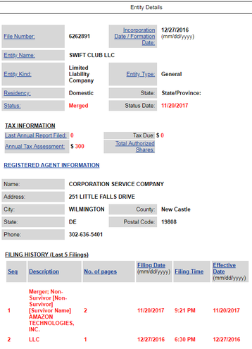 Swift Club LLC Delaware documents