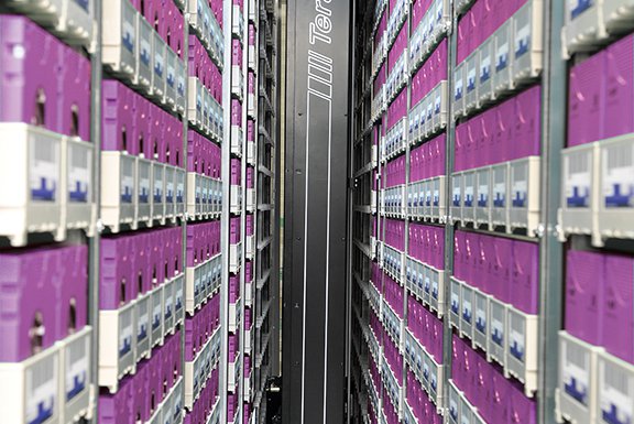Inside a tape library