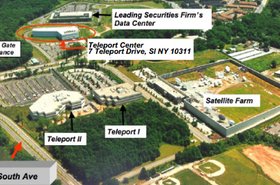 A Telehouse data center and surrounding areas in Staten Island, New York